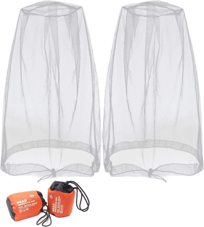 Ducclucc Breathable Mosquito Head Net Head Bug Net for Hat Fits Most Sizes of Hats (2pcs, 47.2" L x 23.6" W, Light Grey) - Image 1